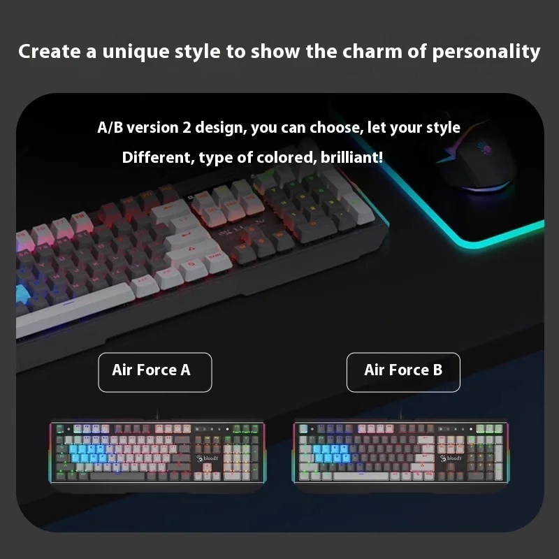 Bloody Optical Axis Mechanical Keyboard B220n Dance Troupe Game Metal Surface 104 Key Wired Waterproof Mechanical Keyboard Gift