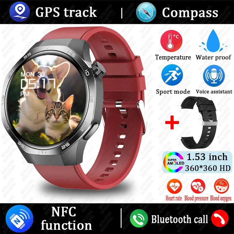 2025 New For Huawei Xiaomi GT5 Pro Smart Watch Men AMOLED HD Screen GPS NFC Heart Rate Bluetooth Call IP68 Waterproof SmartWatch
