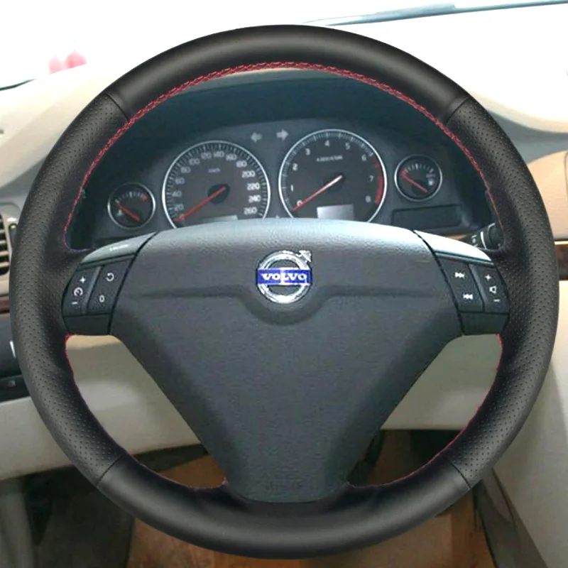 For Volvo S80 Xc90 Xc70 2004-2012 Customized Car Steering Wheel Cover Hand Stitched Wear Resistant Carbon Fiber Car Interior