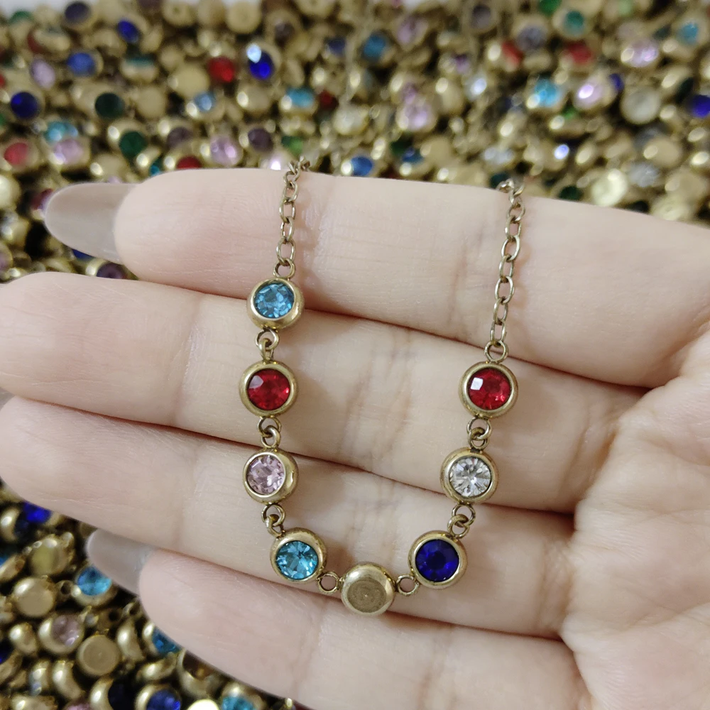 

20PCS Round Crystal Rhinestone Charms Mixed Color Mini Pendants 18K Gold Vacuum Plated Stainless Steel for DIY Jewelry Making