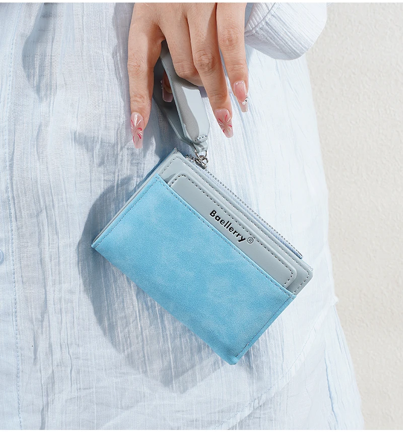 Neue Damen-Geldbörsen mit großem Fassungsvermögen, kurzer Kartenhalter, Damen-Geldbörse mit Reißverschluss, Münzfach, Fotohalter, einfache Geldklammern für Mädchen – Detail 21