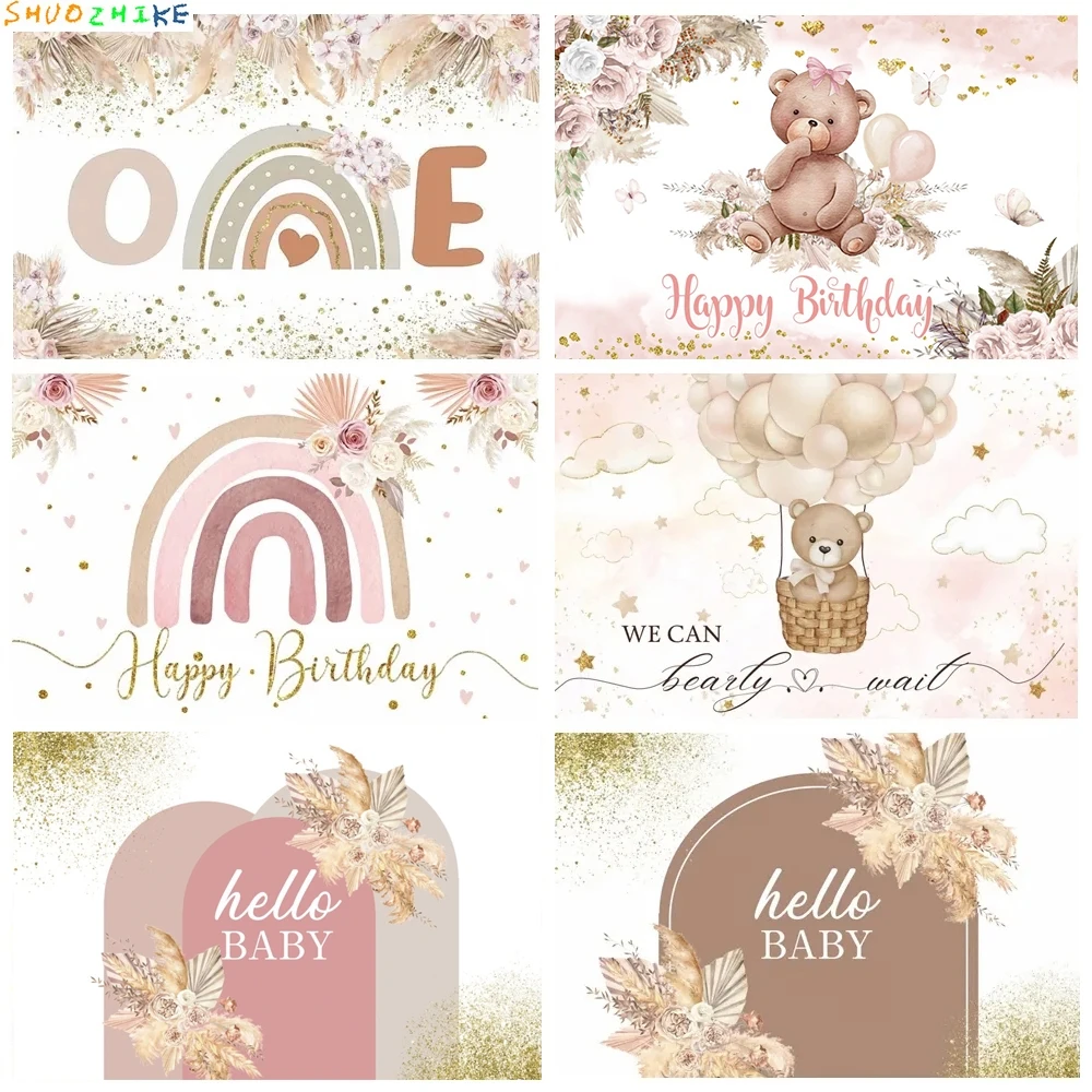 

Sunshine Rainbow Boho Backdrops Photography Flower Butterfly Baby Boys Girls 1st Birthday Party Background Photo Studio Custom