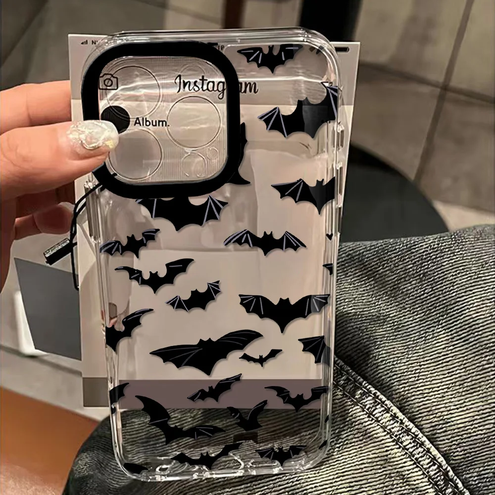 Black Bat With DarkShe Clear Space Phone Case For Vivo Y03 Y16 Y17 Y17S Y19 Y21 Y28 Y36 Y52S Y55S Y73S Y75 Y78 Y100 4G 5G