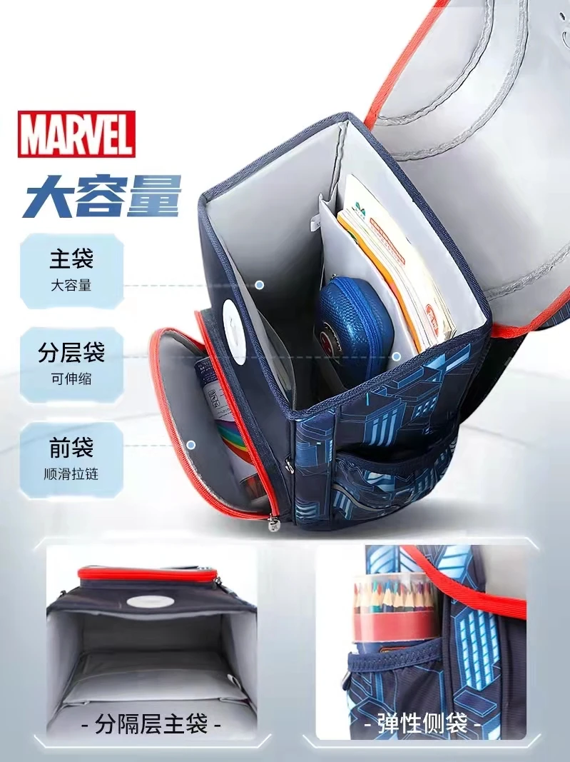 Borse da scuola originali Disney per ragazzi zaino ortopedico grande a spalla per studenti primari Captain America Spider Iron Man Mochilas