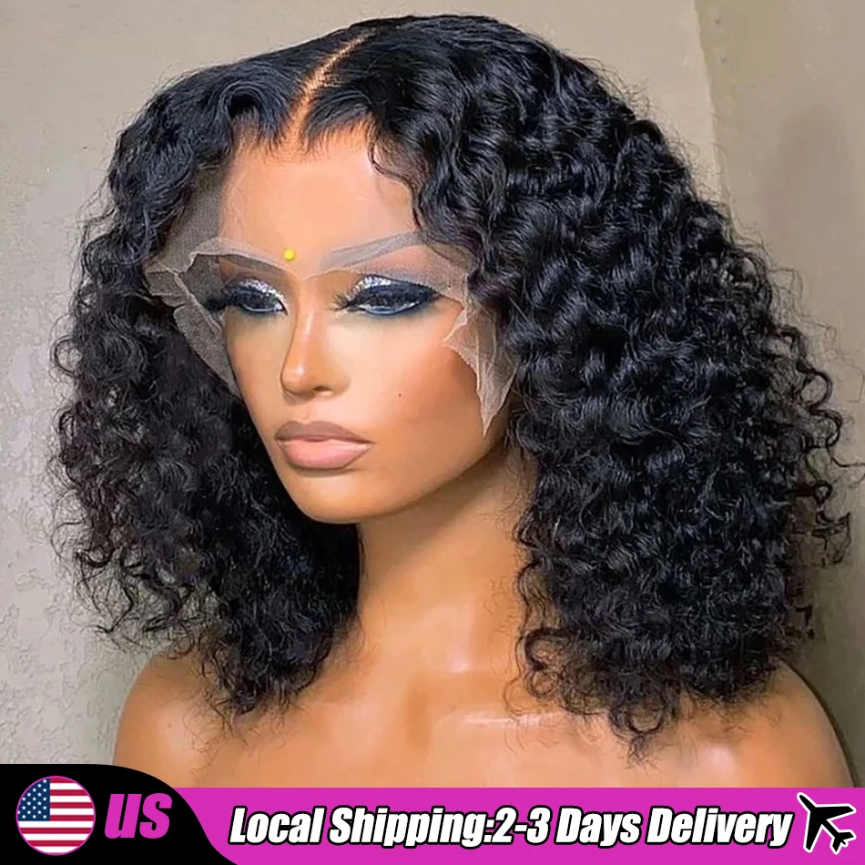 Deep Wave 13x4 13x6 Lace Frontal Wigs 5x5 Closure Wig Brazilian Short Curly Bob Human Hair Lace Front Wigs 250% Preplucked