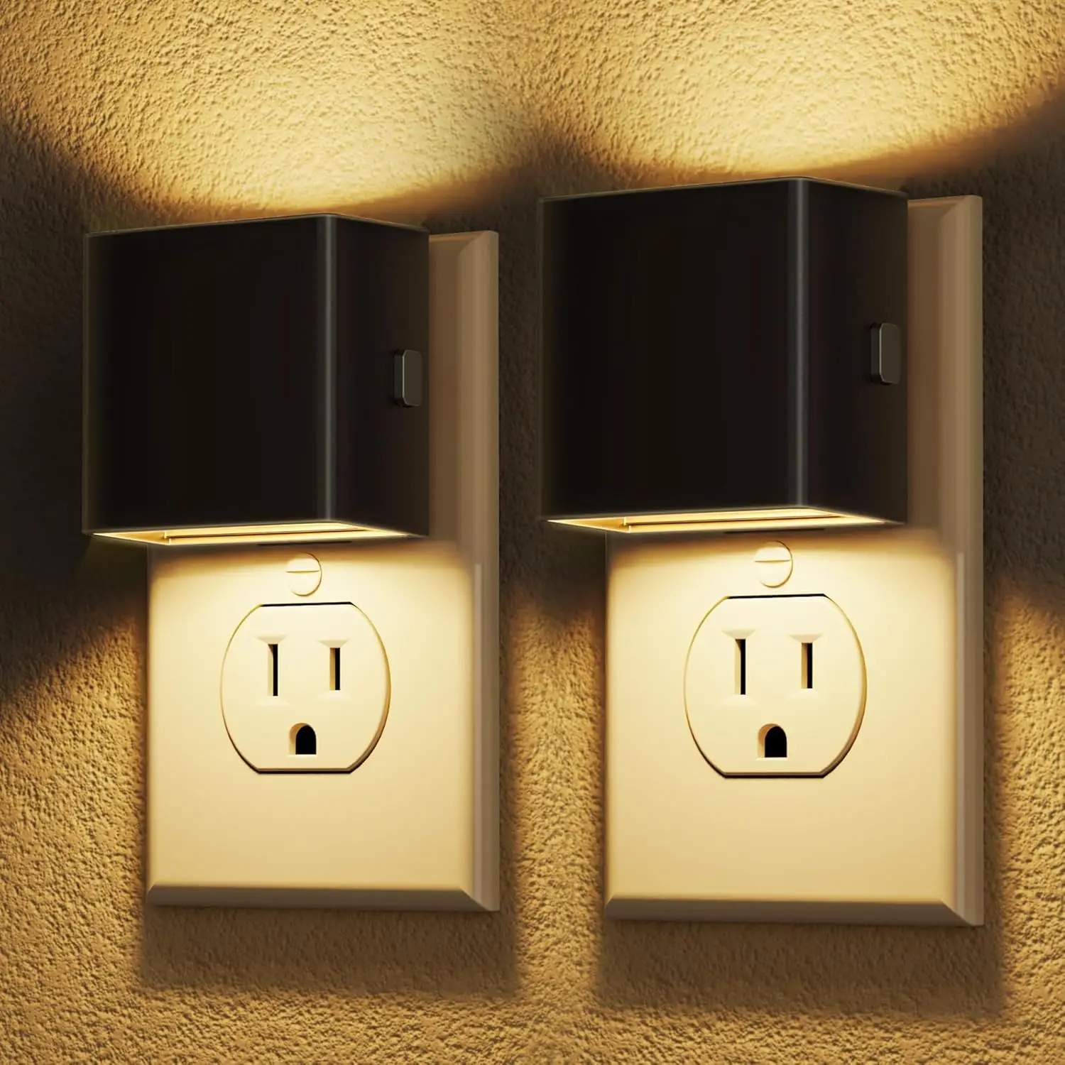 

LED Night Lights Plug into Wall, 3-Level Brightness Adjustable, Dusk to Dawn Sensor, 3000K Warm White, 2 Pack