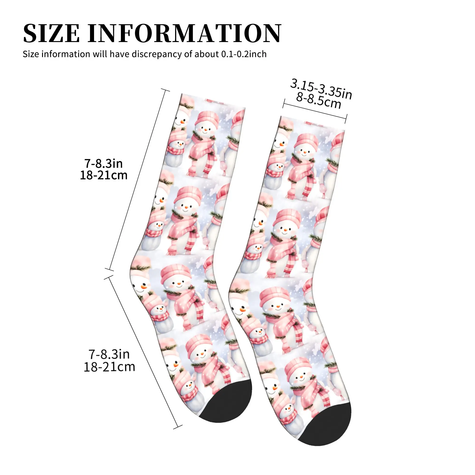 Cool Pink Snowman Christmas Pattern Socks Men Women Warm 3D Print  Sports Basketball Socks view 4