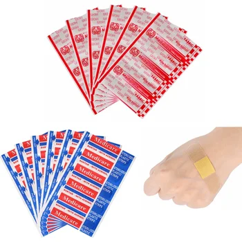 100PCS 밴드 보조 방수 통기성 쿠션 접착 석고 상처 지혈 스티커 밴드 응급 처치 붕대 의료 거즈