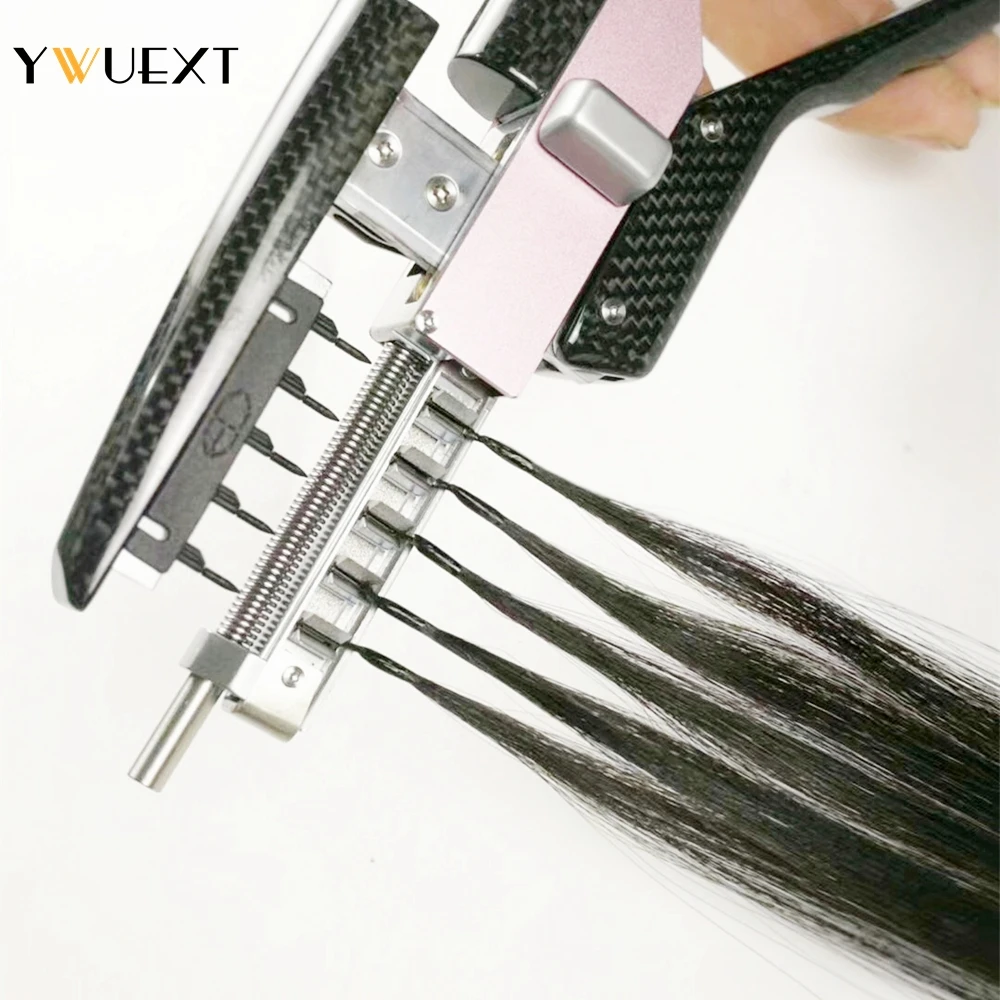 YWUEXT 6D Hair Extensions 16"-24" Natural Straight Brown Human Hair Micro Ring Hair 5pins/pc 6D 2 Hair 50g For Salon Quality