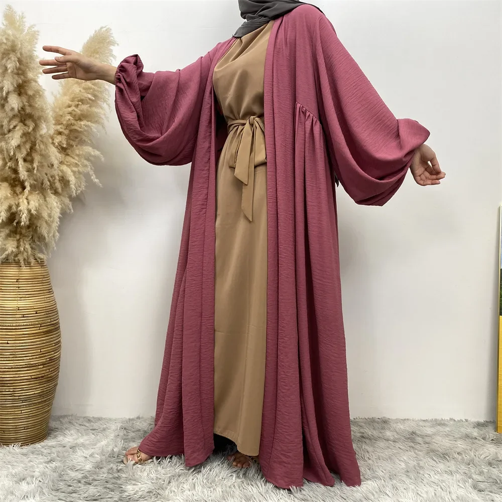 Polsini elastici Tasca con volant centrale Donna Musulmana Medio Oriente Dubai Cardigan Abito Abaya ampio