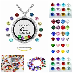 480pcs 3/4/5mm Heart Round Star Flower Charms Glass Birthstone Floating Charms Living Glass Memory Floating Lockets DIY Jewelry
