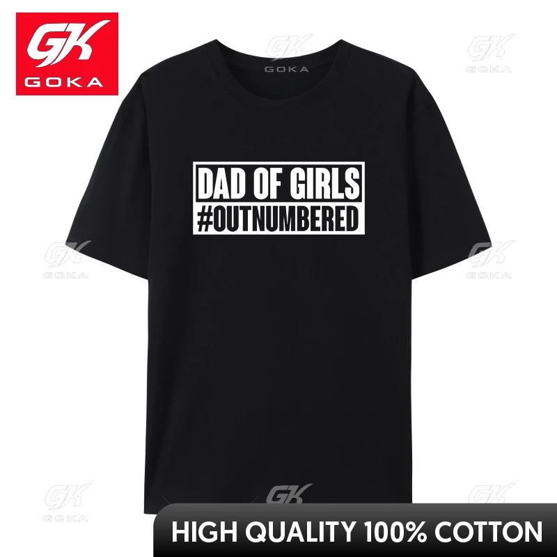 Dad of Girls Outnumbered Tshirts Letter Fashion Brand Men's Streetwear Casual Printed Tee Shirt for Men Vintage Graphic T Shirts