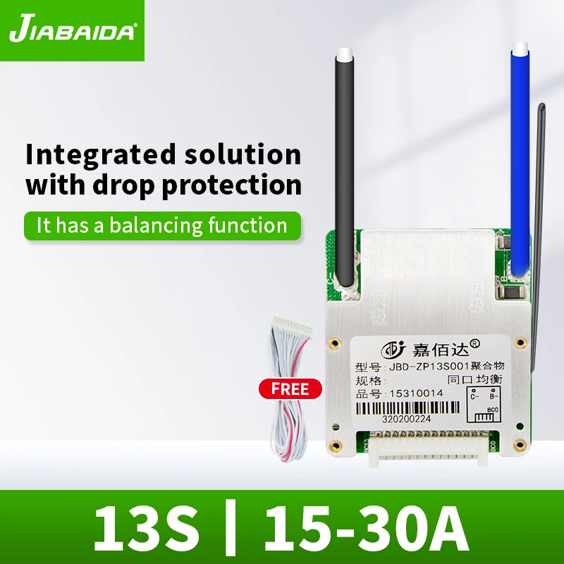 JBD 48V BMS 13S 3.7V Li-Ion Lithium Battery Protection BMS Board 15A 20A 25A 30A Common Balance For E-bike Electrical Tools