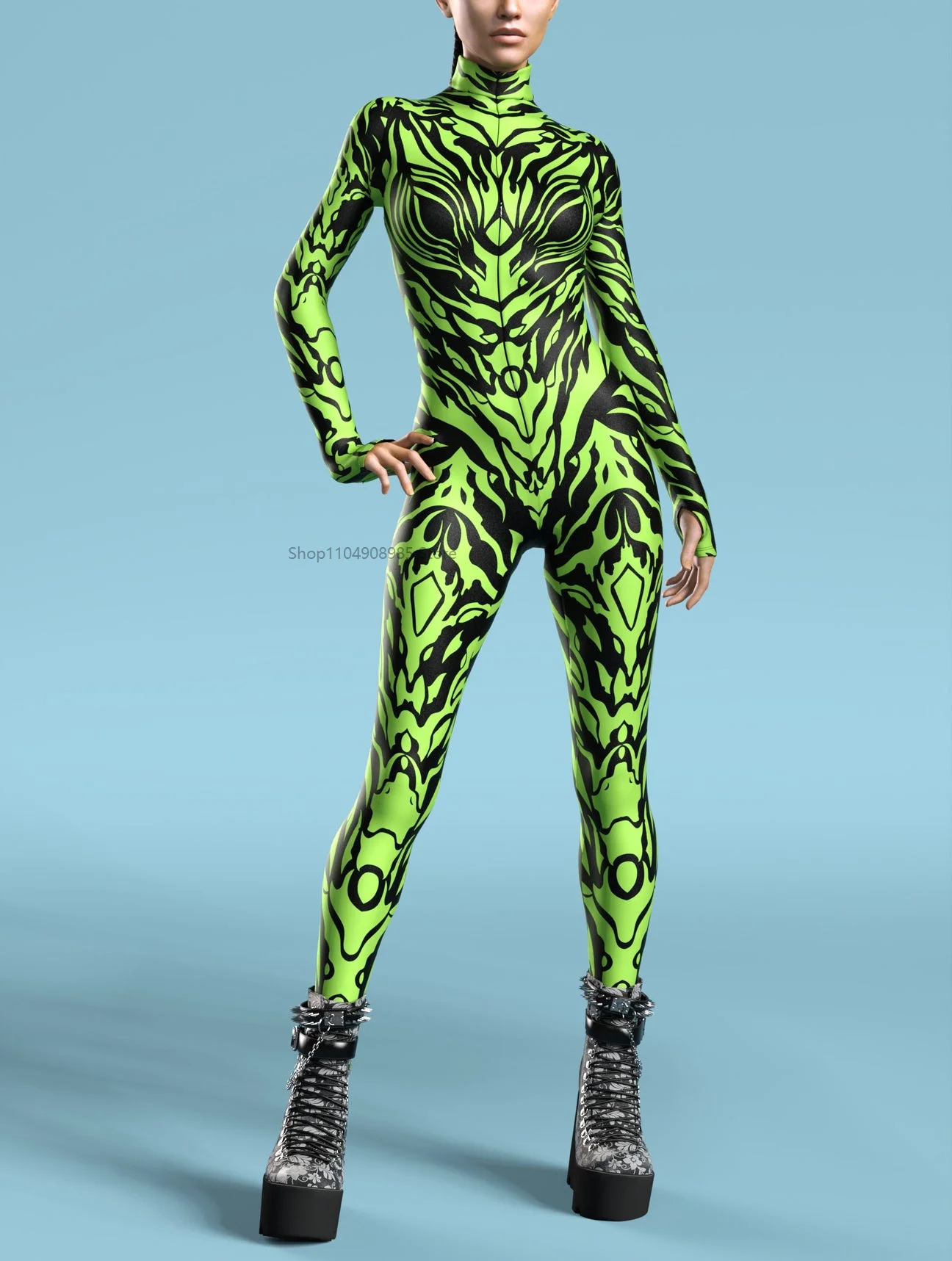 3D Printing Holiday Party Men CyberPunk Rainbow Jumpsuit Wear Onesie Halloween Cosplay Costume Elastic Bodysuits Rompers view 5