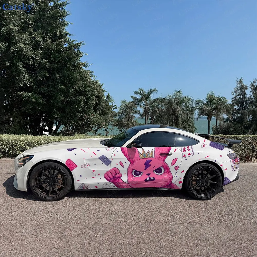 2pcs Angry Rabbit Crown Wild Blade, Durable, Fade-resistant, Enhance Vehicle Aesthetics With Bold Artistic Design Car Vinyl Wrap