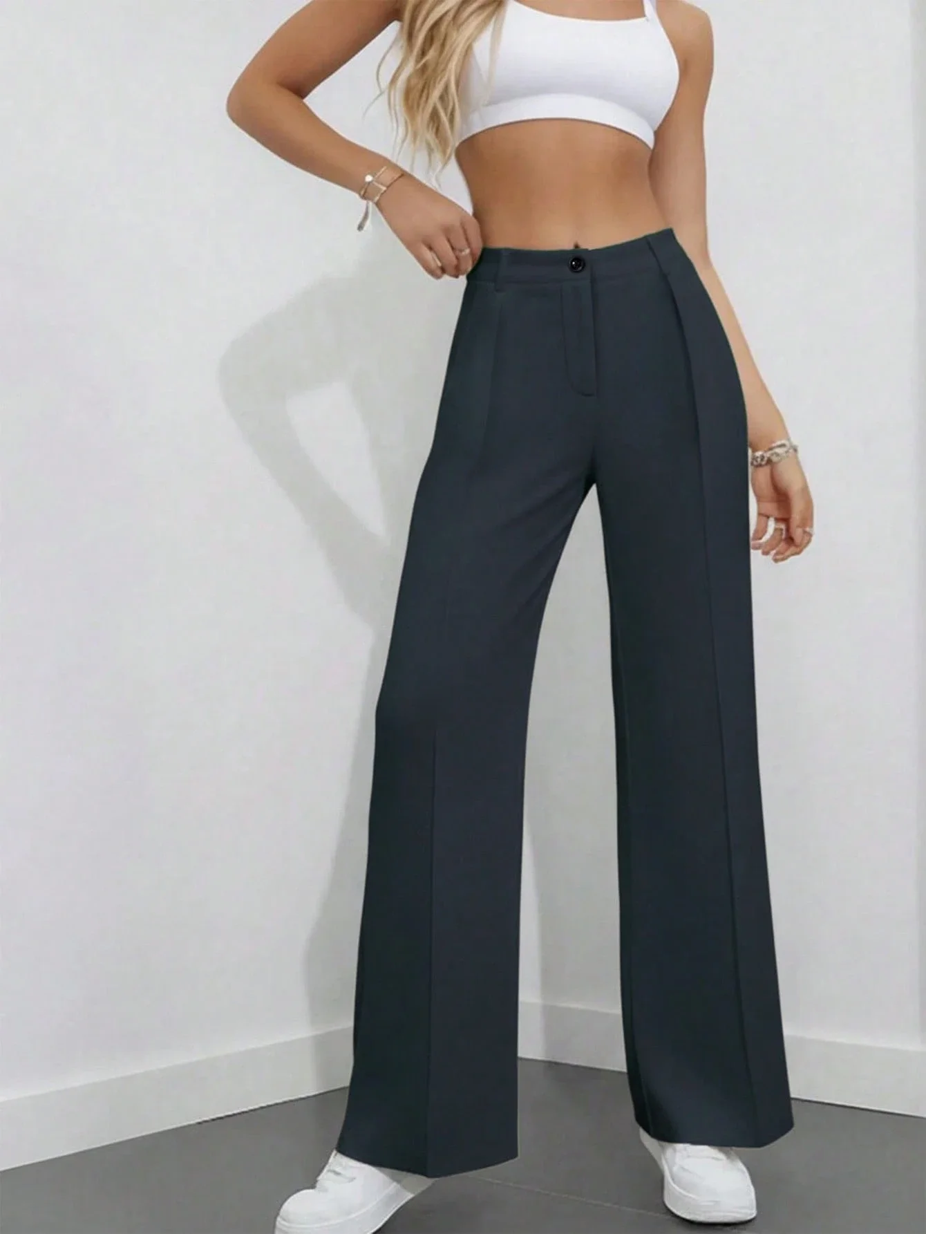 

Women's High Waist Pleated Loose Fit Trousers For Work And Casual Spring Summer