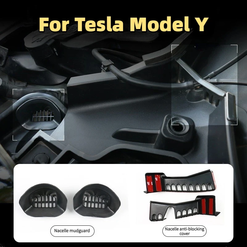 

For Tesla Model Y Fender Cover Set Front Trunk Lid Waterway Anti-blocking Anti-fouling Protect Net Car Accessories 2019-2024