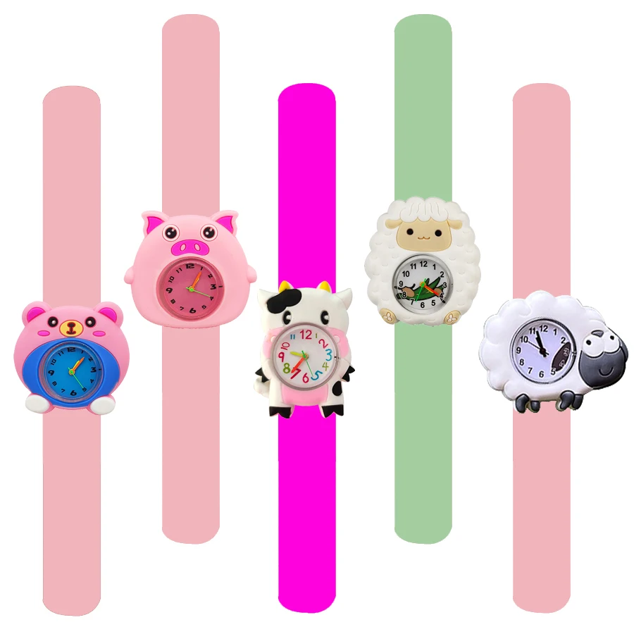 Children Electronic Digital Watch Cartoon Panda Elephant Cat Sheep Rabbit Animal Toys Kids Slap Watches for Boys Girls Bracelet