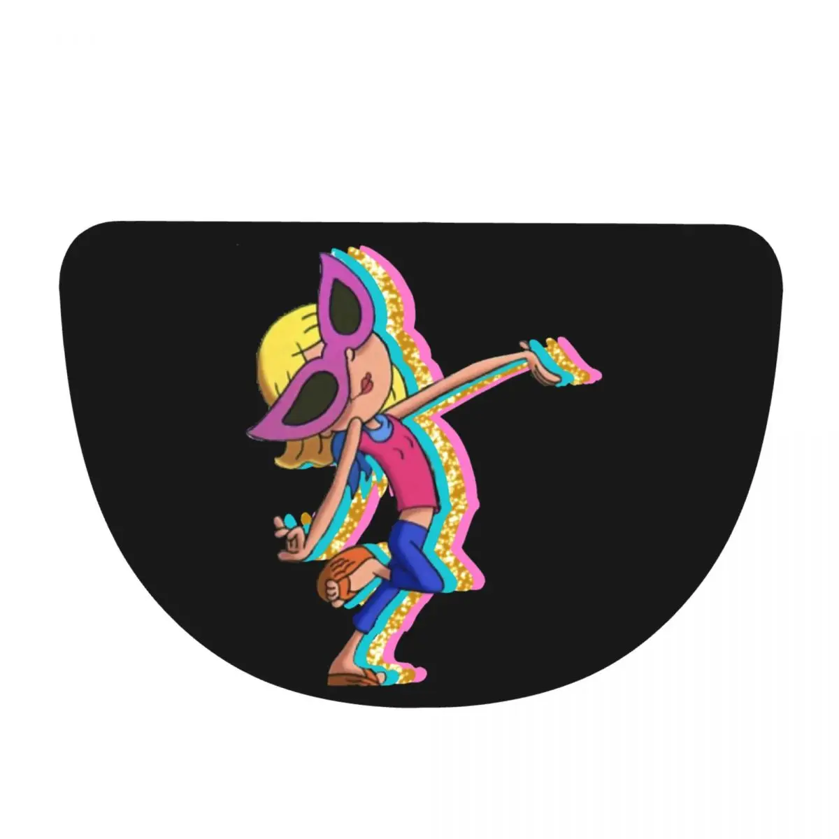 Lizzie Mcguire Cartoon Soft Flannel Half Round Doormat Non Slip Bathroom Mat Absorbent Floor Carpet for Laundry Room Bathroom