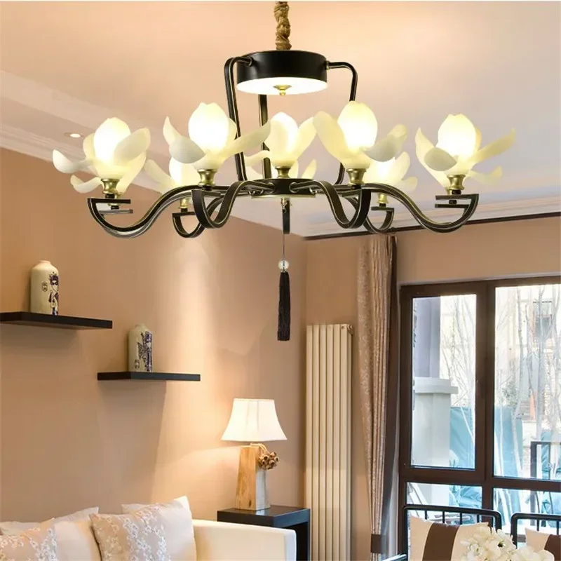 BERTH Contemporary Magnolia Pendent Lamp Retro Creativity Living Room Restaurant Bedroom Study Villa