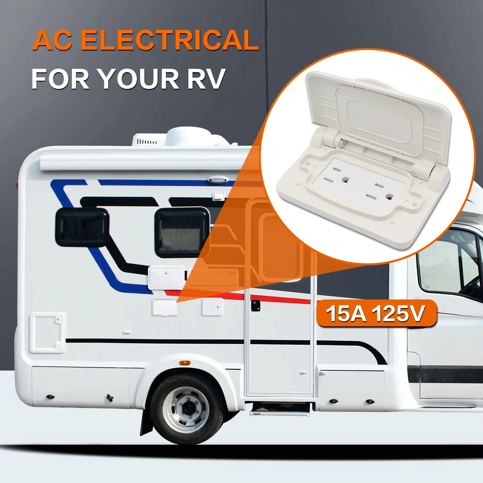 IZTOSS Weerbestendig RV-stopcontact met veerbelaste afdekking 15A / 20A 125V horizontaal gemonteerde elektrische stopcontactomvormer voor campers
