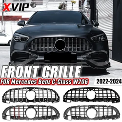 XVIP Front Glossy Black AMG Style Racing Grille For Mercedes Benz C-Class W206 C180 C200 C300 22-24 Diamonds Style Bumper Grille