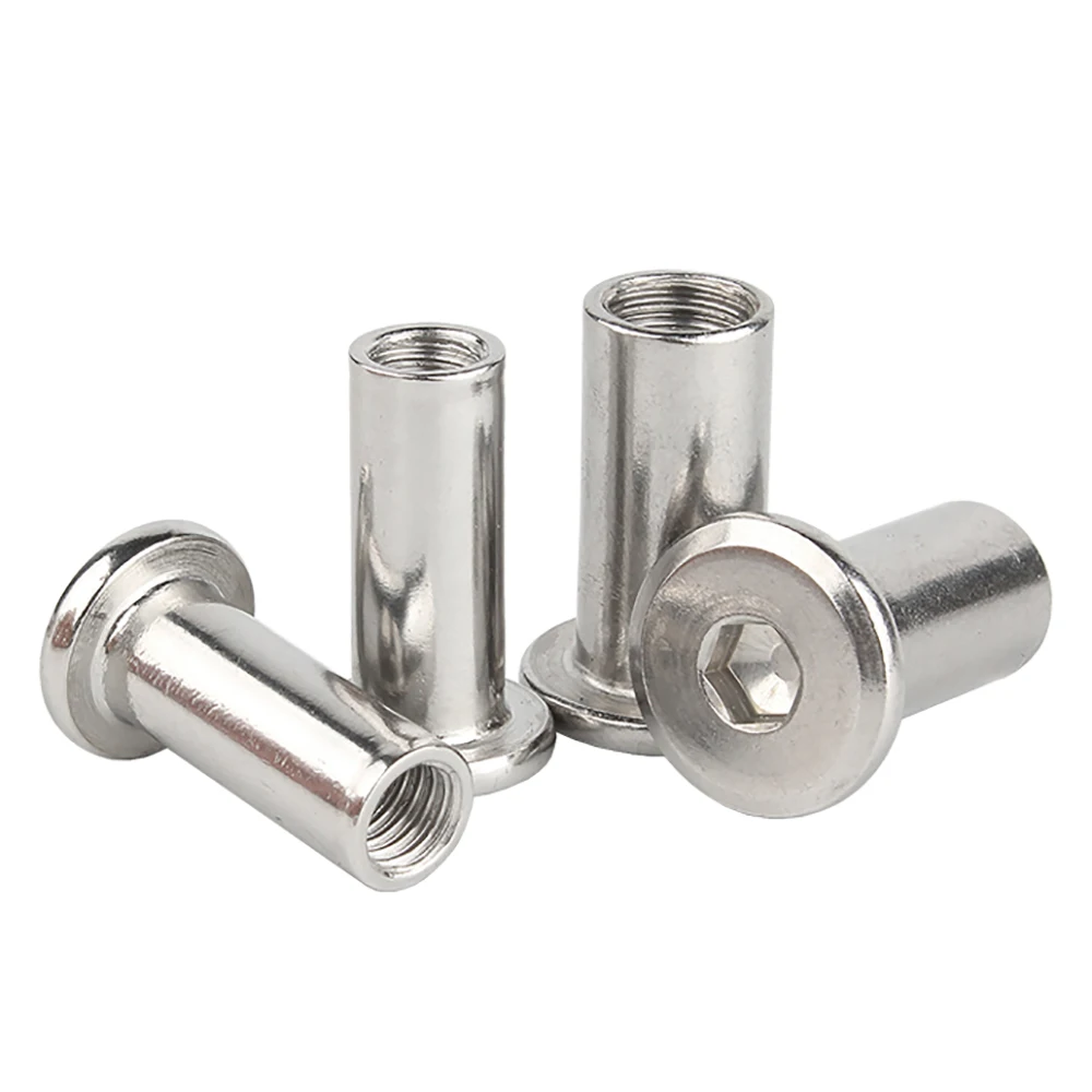2/20 stücke M3 M4 M5 304 Edelstahl Große Flache Hex Hexagon Buchse Kopf Möbel Niet Stecker Einsatz joint Hülse Kappe Mutter – Detail 31