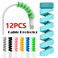 12PCS Charging Cable Protector Cover USB Cable Earphone Wire Spiral Cord Protector for IPhone 13 Samsung S21 Xiaomi Poco Cable