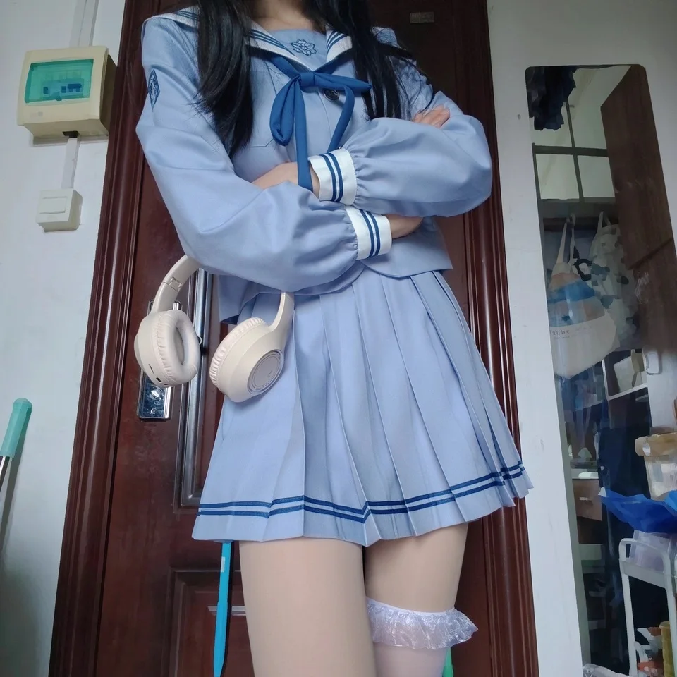 Studente Vestito da marinaio Uniforme scolastica da donna Ragazza giapponese Abiti da marinaio Maniche lunghe Uniformi coreane Jk Set di abiti Seifuku