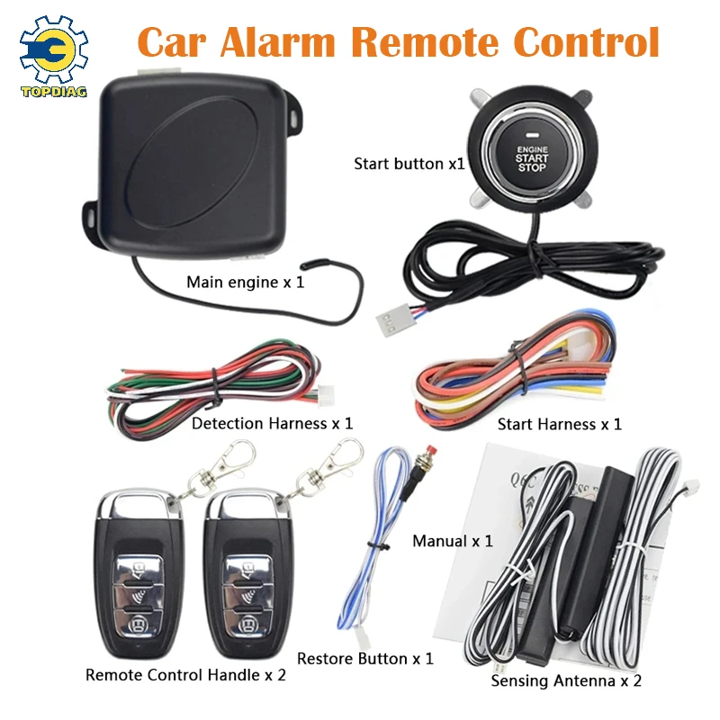 

12V Car Alarm Remote Control PKE Car Keyless Entry Engine Start Alarm System One Start Stop Push Button Universal Car Parts