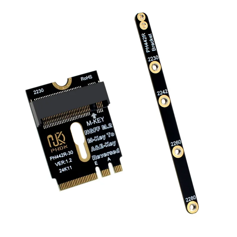 M.2 A+E to NVME SSD Adapter M2 WIFI Interface A/E Key to M Key PCIE 4.0 Riser Card with Bracket for 2230 2242 2260 2280 NVME SSD