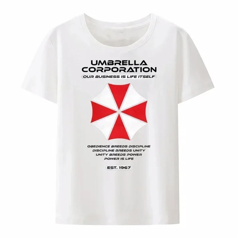 Men\'s Summer Sport Umbrella Corporation Same Style Printed T-shirt Made Premium Black Round Neck Breathable Shirts Tees Tops