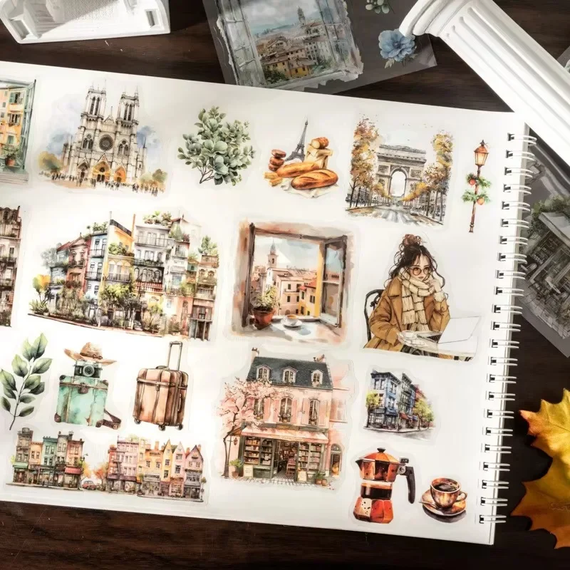 18Sheets Scenic Sticker Going Paris Landscape Stickers School package Supplies Book Collection Scrapbooking Cut 175*118mm