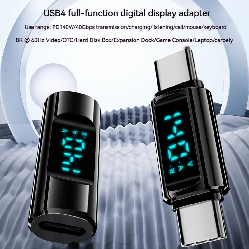 140W Digital Display USB 40Gbps Type-C OTG Adapter 8K Vedio USB-C Data Tranfer Fast Charging Converter for Macbook Phone Laptop