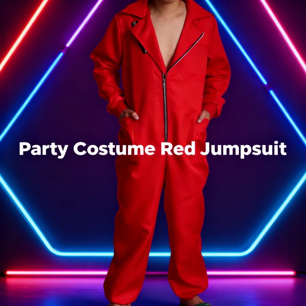 Costume cosplay da clown Body rosso Design per feste per adulti Divertente gioco di ruolo