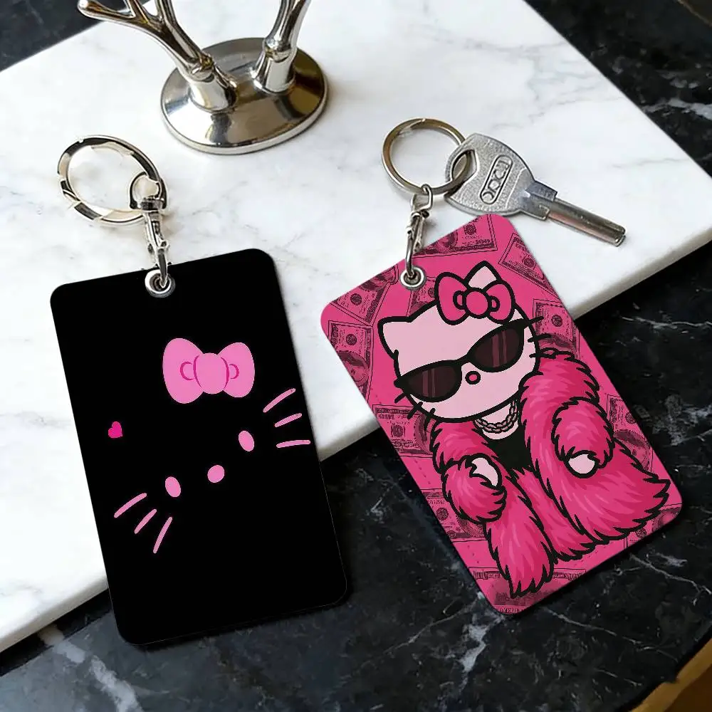 

Cartoon Cute H-Hello K-Kitty-ES SRO Card Holder Keychain Badge Holder ID Card Pass Hang Rope Lariat Lanyard for Key Rings