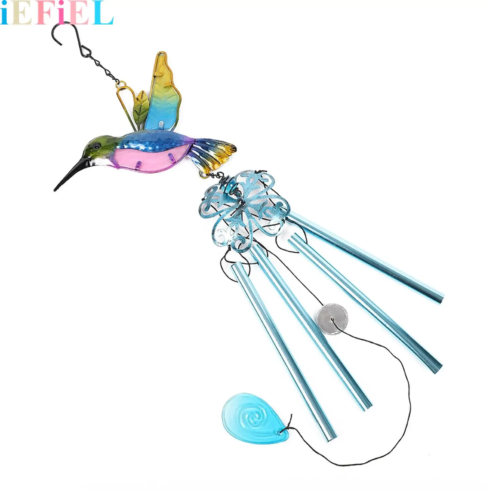 

Hummingbird Metal Glass-painted Tube Wind Chimes Bells Memorial Wind Chimes Outdoors for Garden Decor
