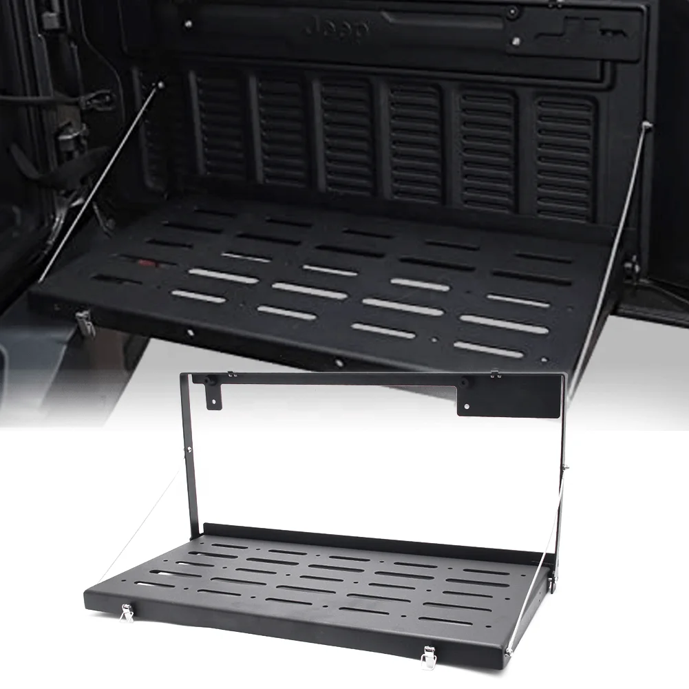 

Black Metal Rear Trunk Door Rack Cargo Luggage Holder Carrier Shelf For Jeep Wrangler JL 2018-2019