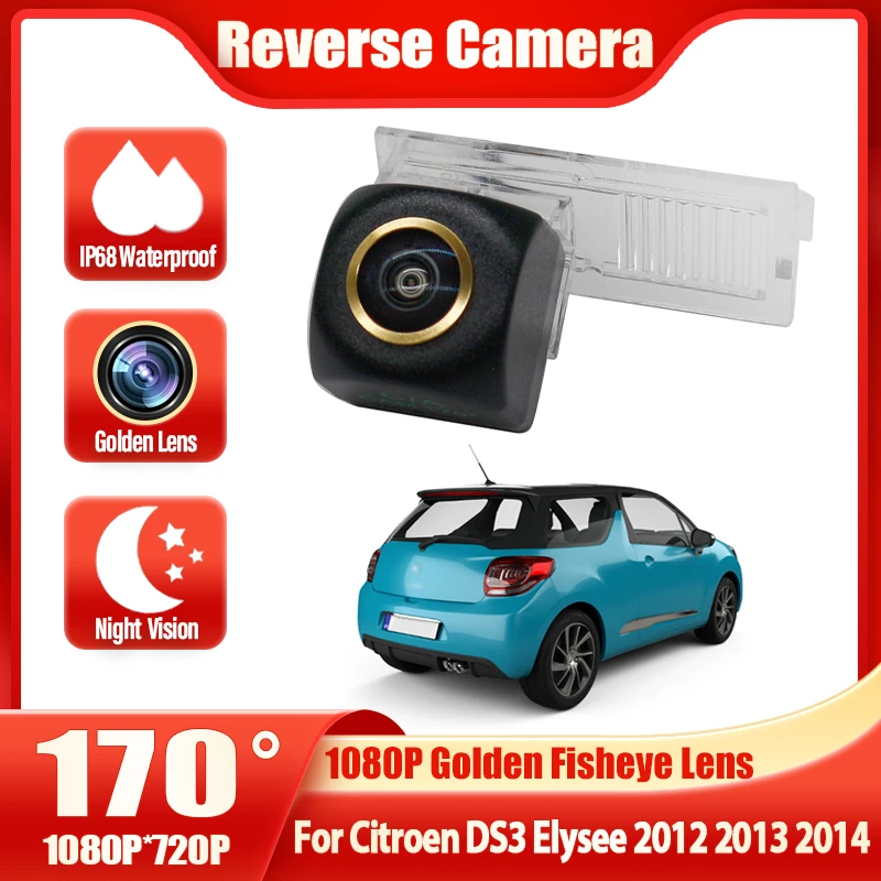 

HD Night Vision Waterproof Backup Rear View camera Original hole license plate camera For Citroen DS3 Elysee 2012 2013 2014