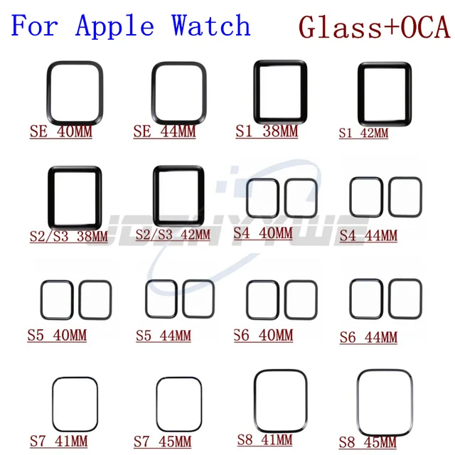 Dla Apple Watch Series 1 2 3 4 5 6 7 8 SE 2022 Zewnętrzny panel obiektywu Ekran dotykowy Przedni ekran Szkło + OCA Części zamienne do naprawy