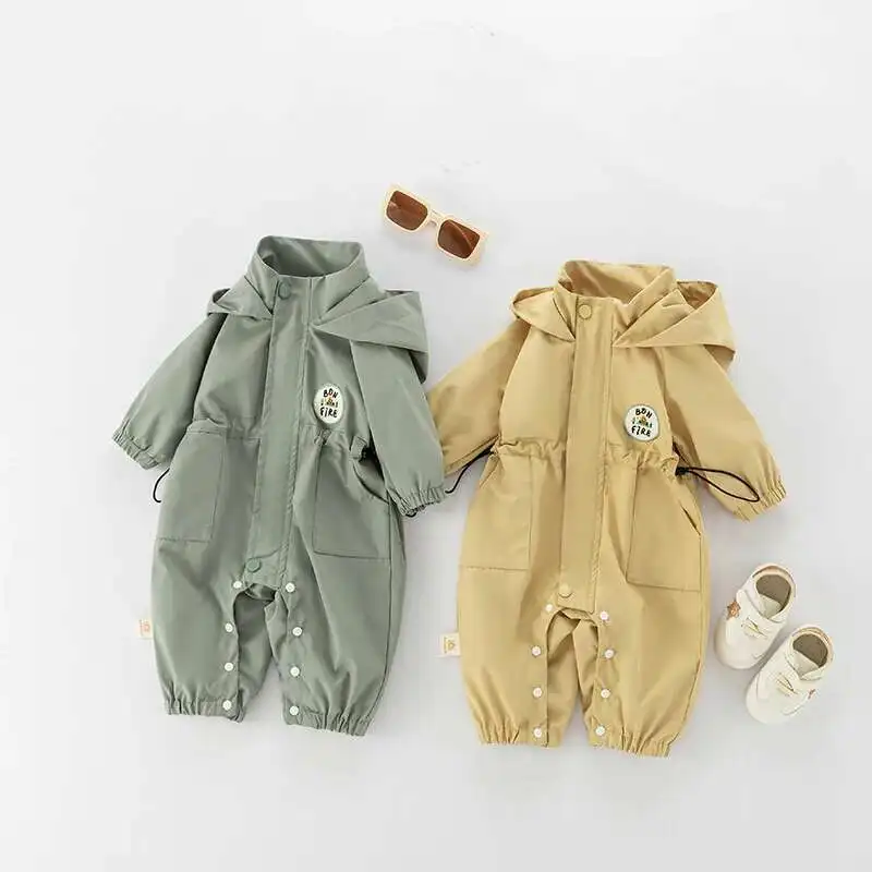 

Autumn Baby Romper Outdoor Jacket 0-2Y Unisex Infant Casual Double-layer Hooded Jumpsuit Toddler Warm Outwear Clothes