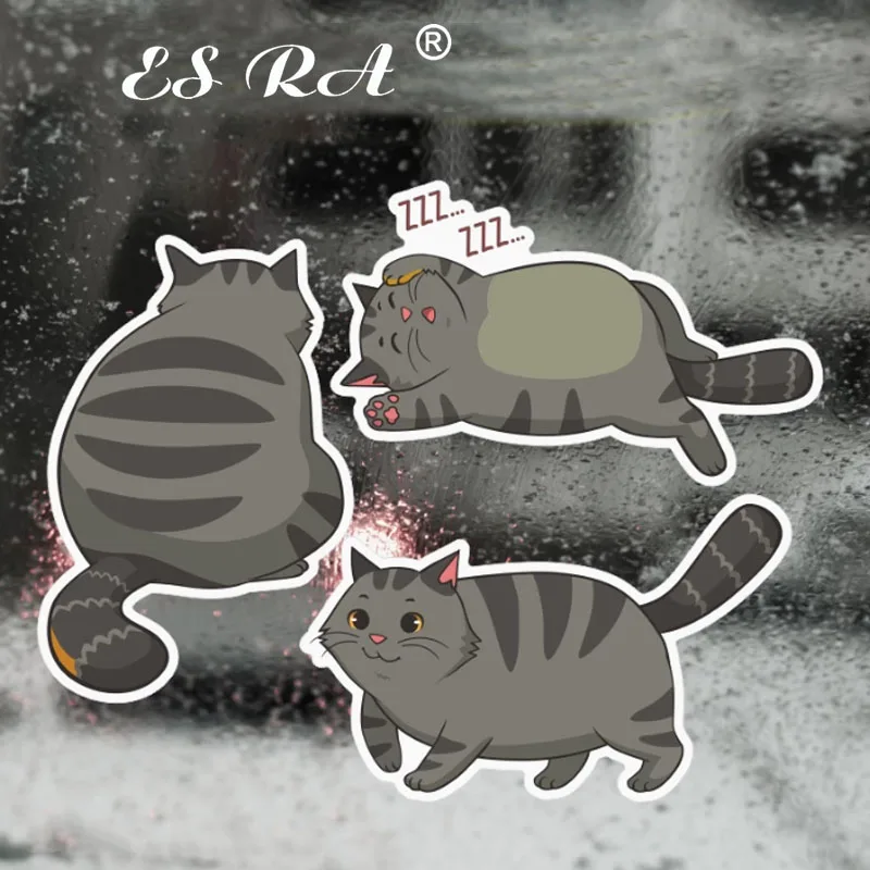 Reflective Car Stickers Cartoon Cute Pet Gray Cat Motorcycle Electric Car Side Window Glass Trunk Scratch Cover Decals