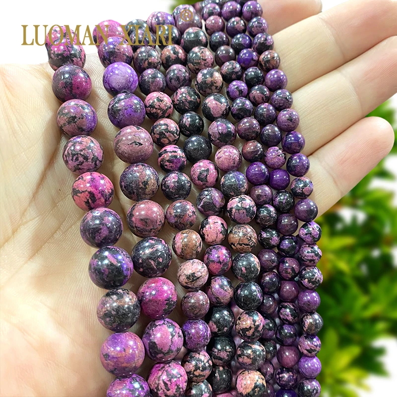 6 8 10MM Natural Stone Round Purple Ocean Sediment Jasper Turquoises Spacer Beads for Jewelry Making DIY Bracelet Accessories