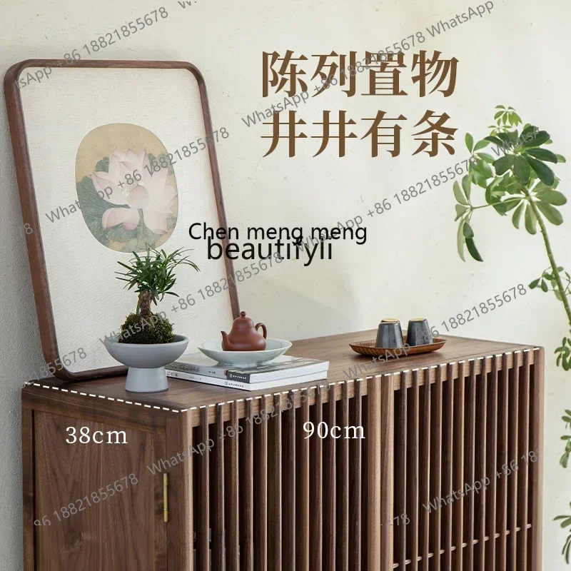 

New Chinese-style dining side cabinet, black walnut solid wood side cabinet storage, living room storage and tea cabinet
