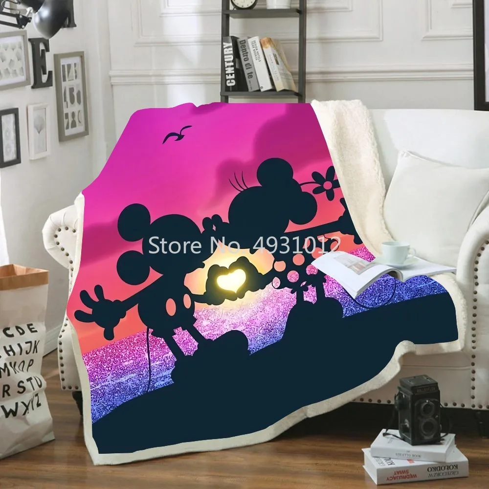 Disney Minnie Mickey Mosue Love Baby Gifts Plush Blanket Custom Throw Sofa Bed Cover Single Twin Bedding for Boys Girls Children