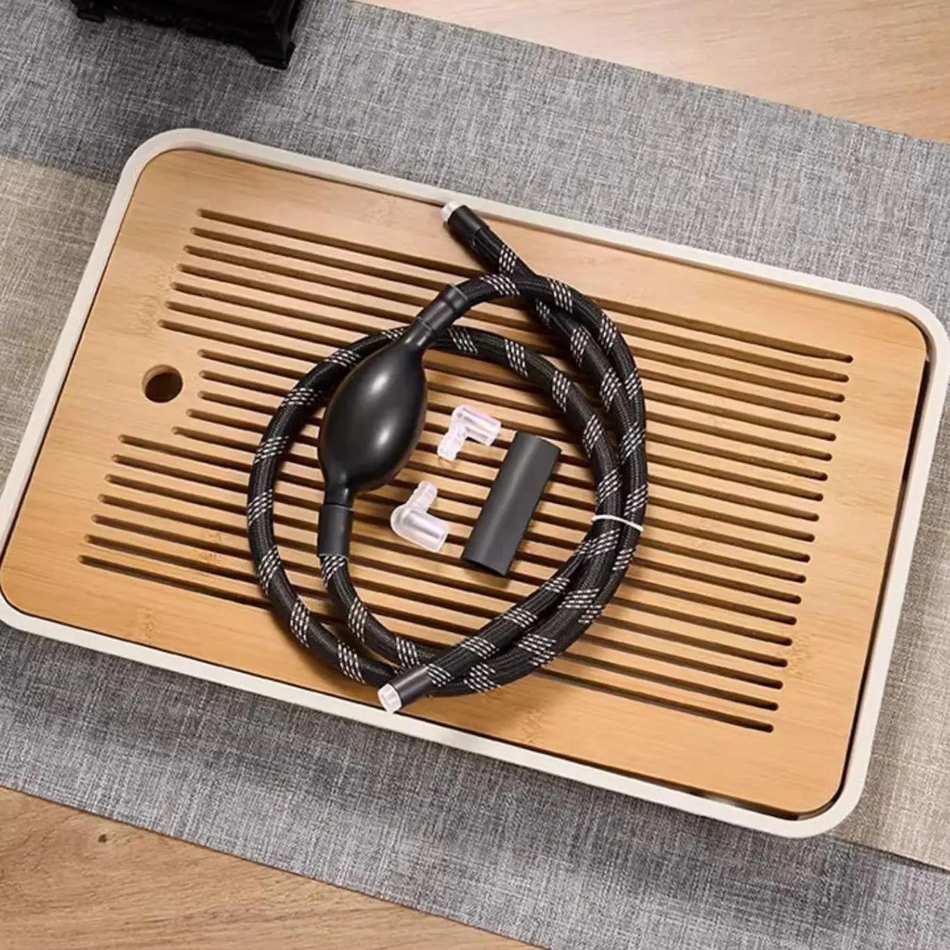 GIANXI Braided Tea Tray Drain Pipe Silicone High Temperature Resistant Water Pipe With Absorbent Ball Kung Fu Tea Set Accessorie