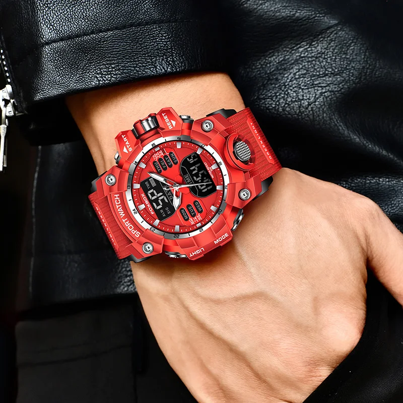 FOXBOX 남자 LED 디지털 시계 남자 스포츠 시계 전자 시계 다기능 군사 스포츠 시계 시계 어린이 선물 + 상자