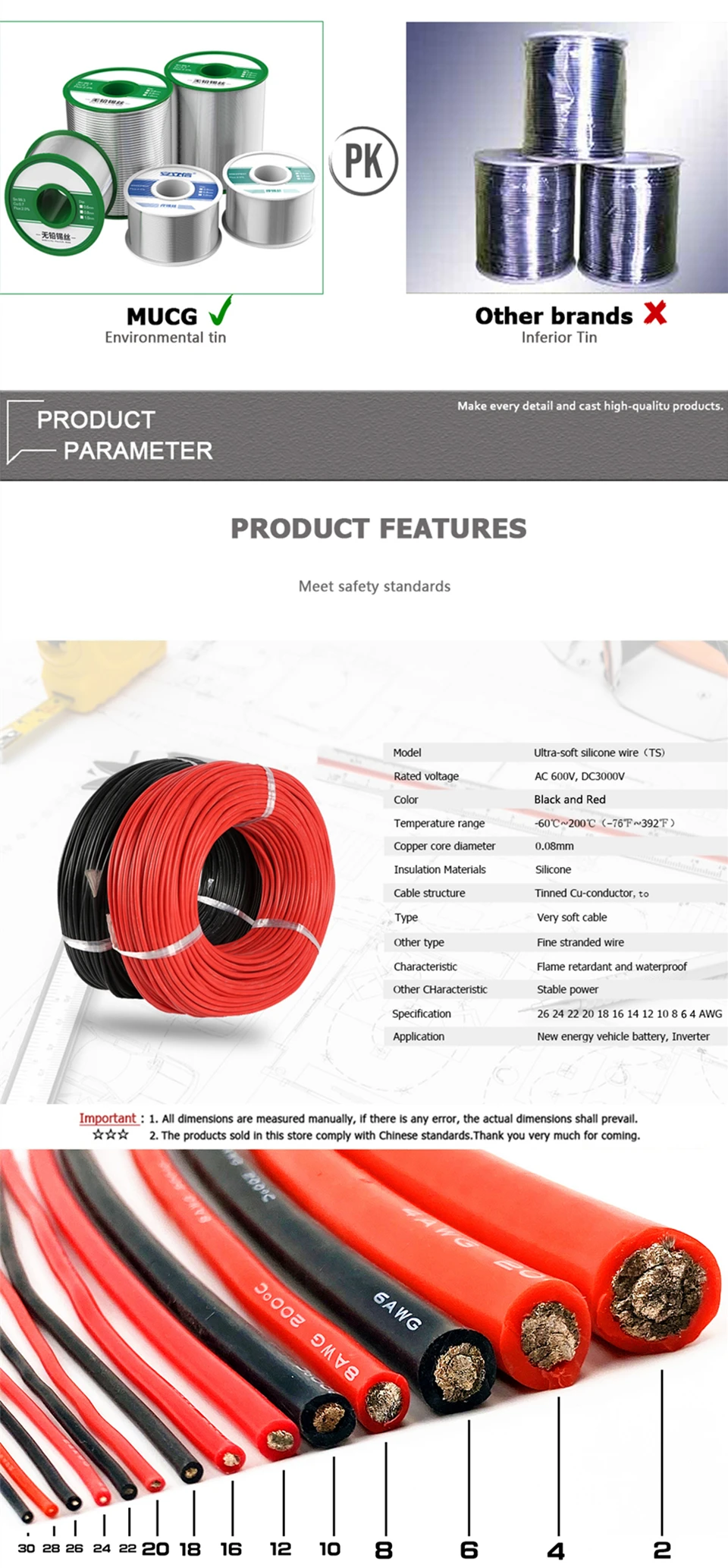 400 m/Rolle, 10 Farben, Silikondraht, hitzebeständiges Silikonkabel, elektronischer Draht, ultraweiche elektrische Drähte, 26, 24, 22, 20 AWG – Detail 3
