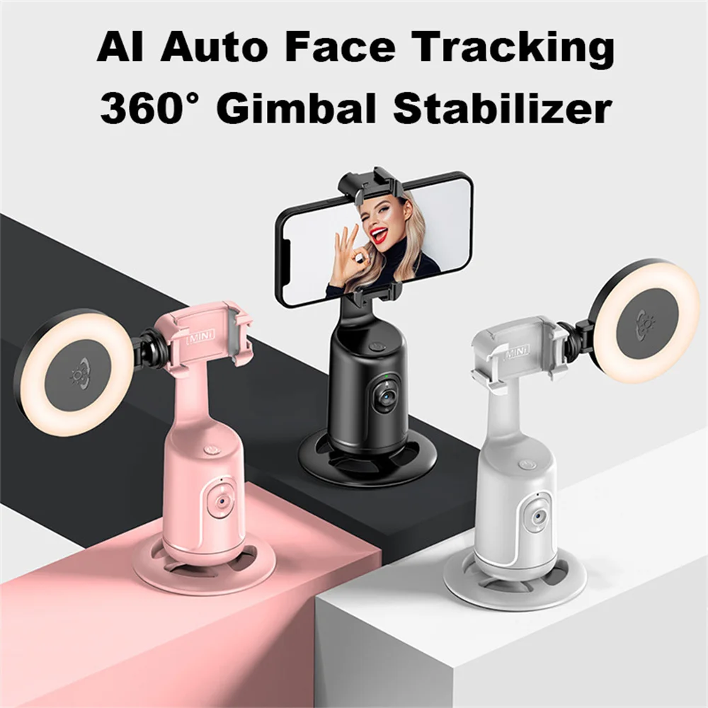 P01 Pro 360 Rotation Desktop Tracking Gimbal Stabilizer  AI Following Face Tracking Shooting Gimbal for Smartphone Live