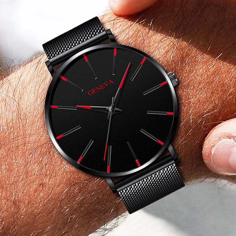 Минималистичные мужские модные ультратонкие часы, простые мужские деловые кварцевые наручные часы из нержавеющей стали с сетчатым ремнем Relogio Masculino